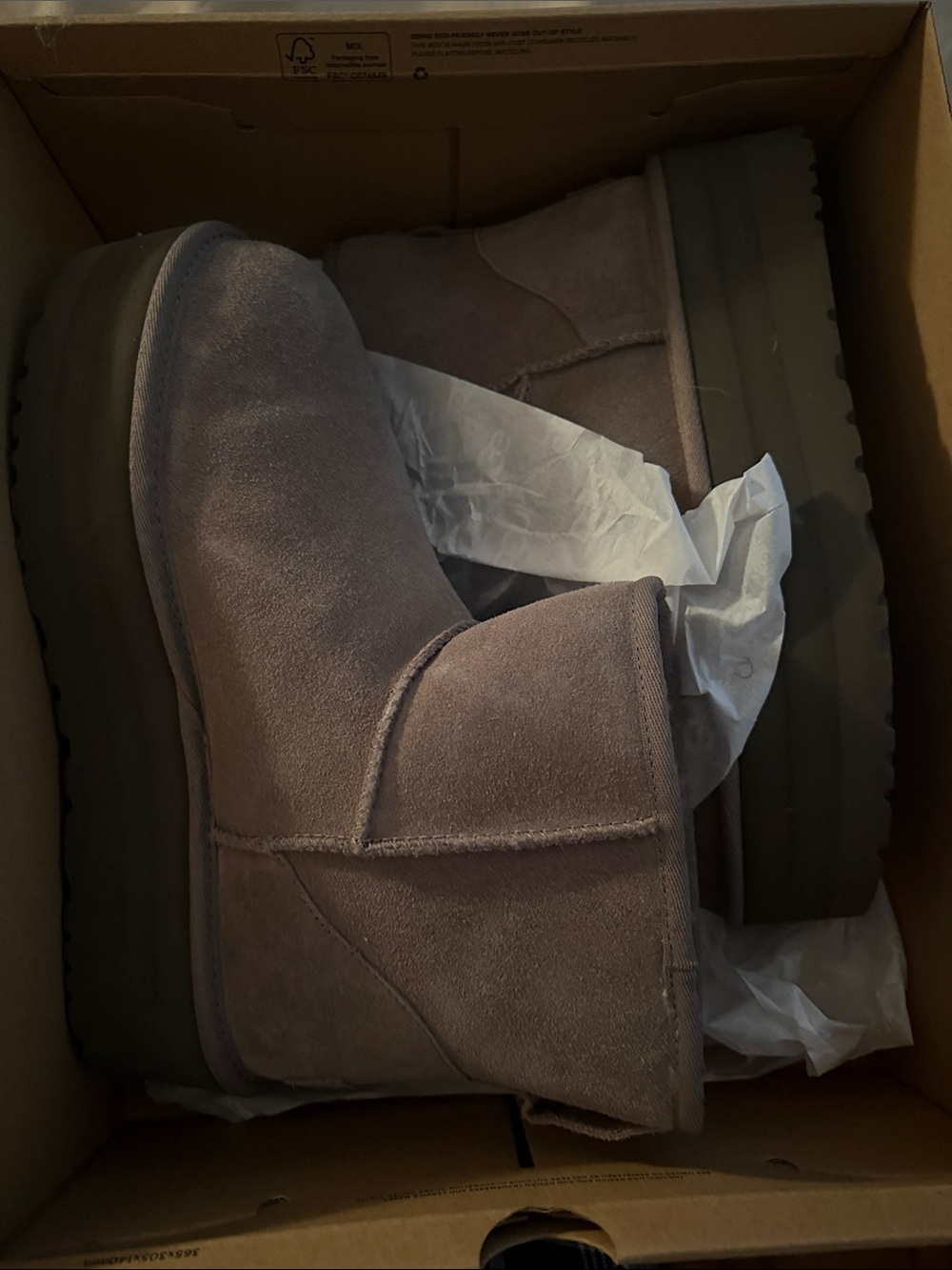 UGG Women's platform Short Suede Winter Boot - Grey Taupe